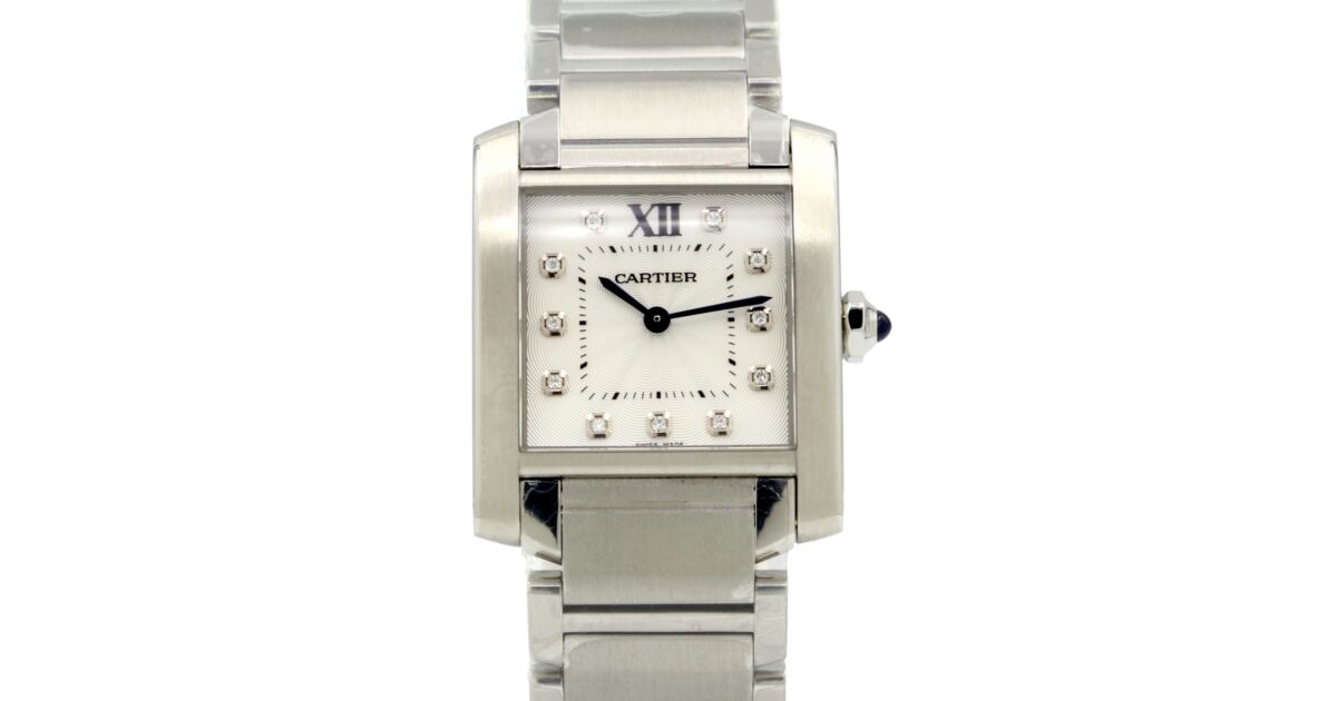 Cartier WE110007 Tank Francaise Silver Opaline Diamond Stainless Steel BRAND NEW