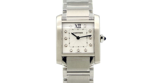 Cartier WE110007 Tank Francaise Silver Opaline Diamond Stainless Steel BRAND NEW