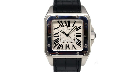 Cartier Santos 100 W20073X8 Large Men's Stainless Steel Leather