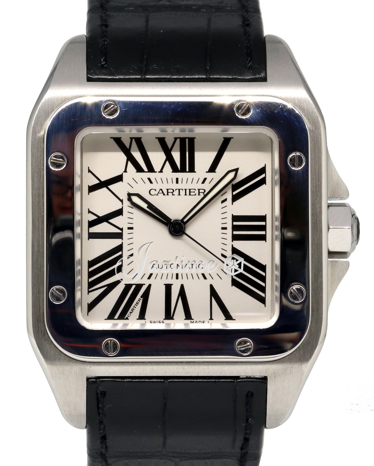 Cartier Santos 100 W20073X8 Large Men's Stainless Steel Leather