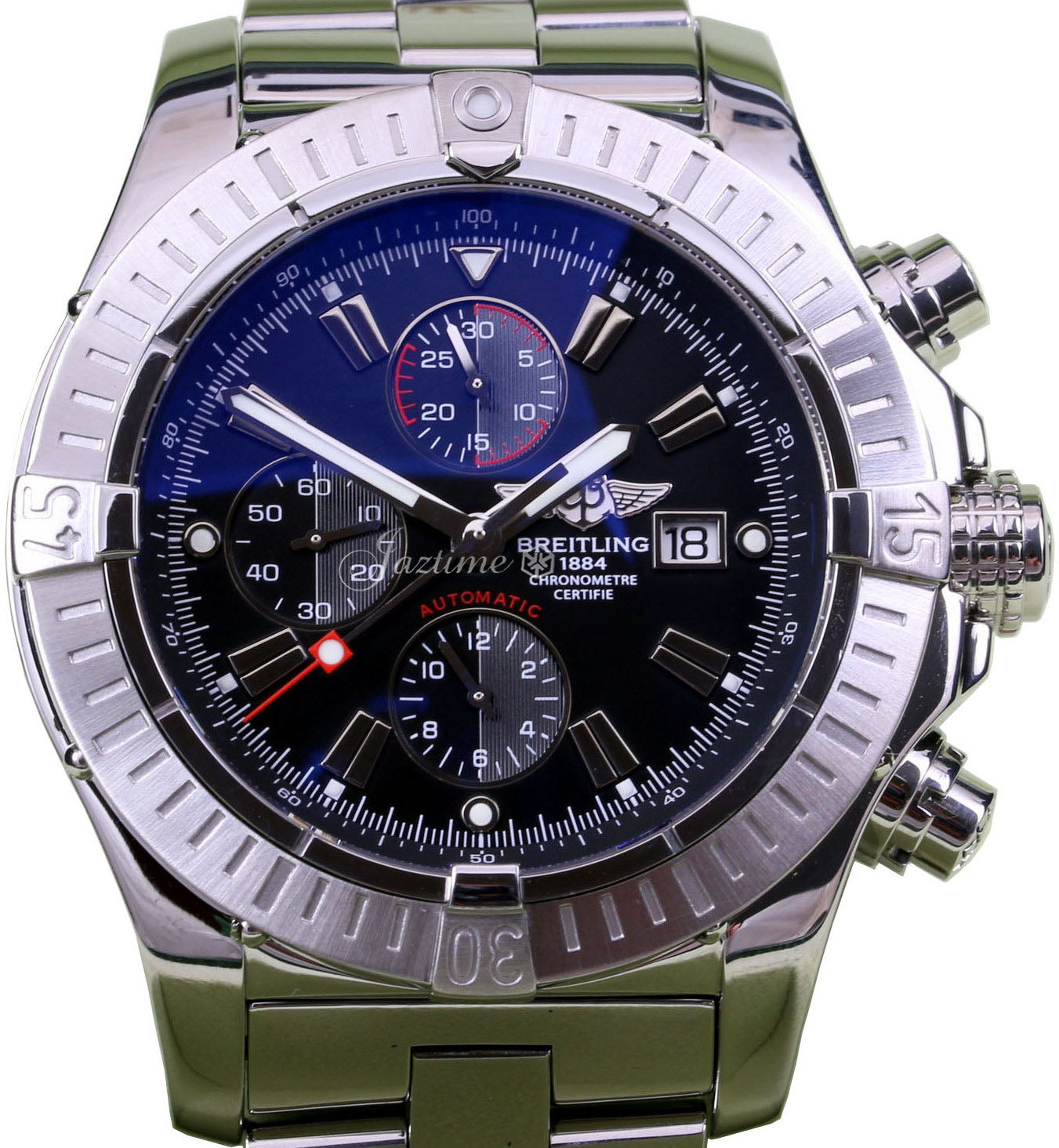 Breitling Super Avenger A13370 48mm Black Baton Stainless Steel