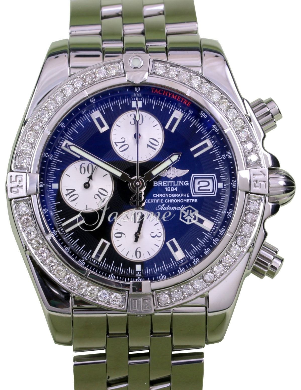 Breitling Chronomat Evolution A13356 Diamond Black Index Stainless Steel
