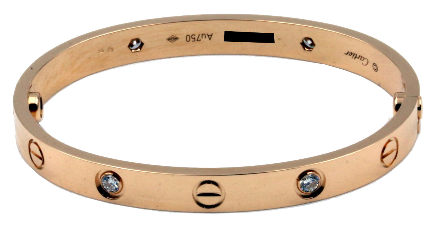 Cartier Love Bangle Bracelet Rose Gold Diamond B6036017 - BRAND NEW