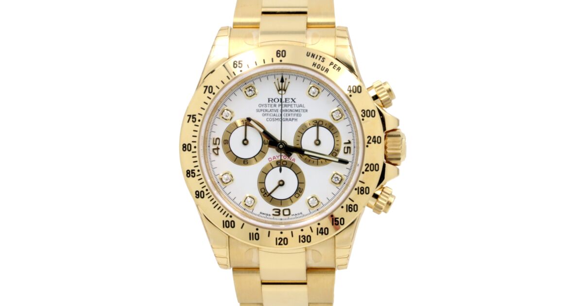 Rolex Daytona 116528-WHTD White Diamond 18k Yellow Gold