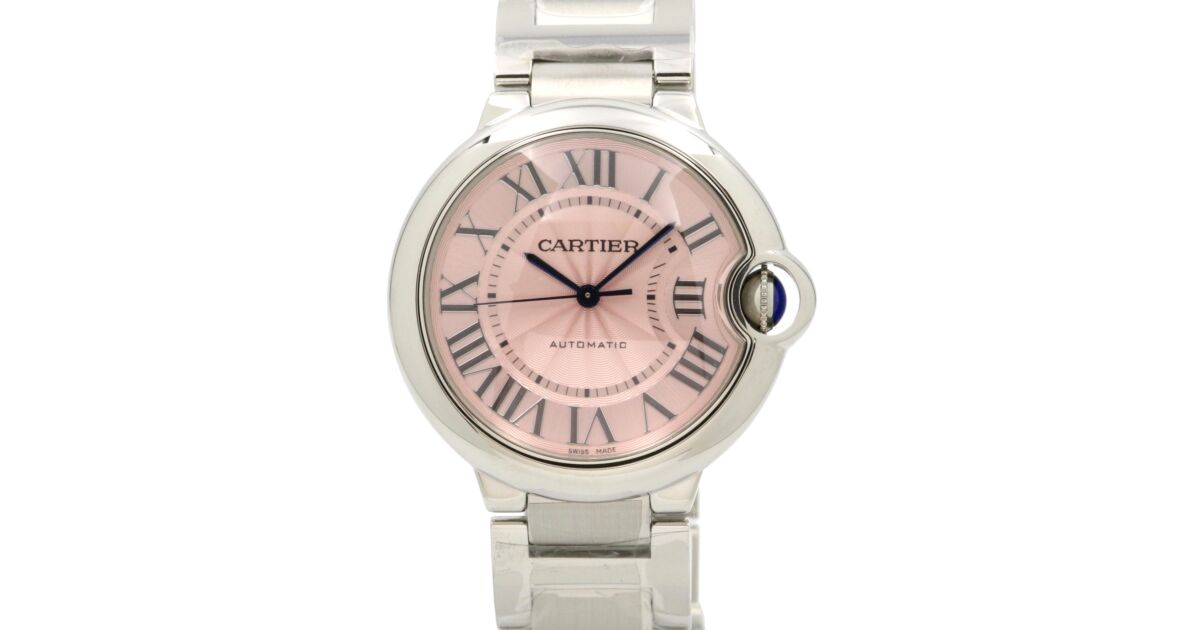 Cartier W6920041 Ballon Bleu DE 36mm Pink Guilloche Roman Stainless Steel BRAND NEW
