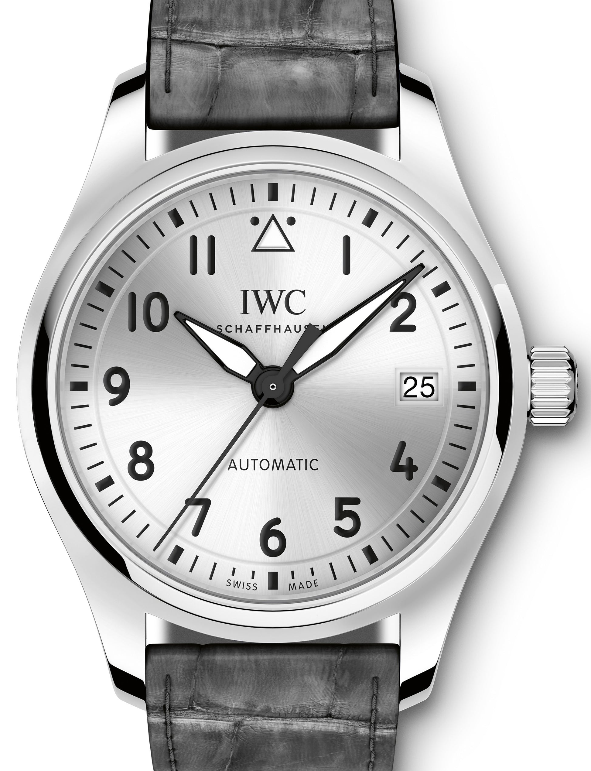 IWC Schaffhausen IW324007 Pilot's Watch Automatic 36 Silver Plated Arabic Stainless Steel Grey Leather 36mm Automatic
