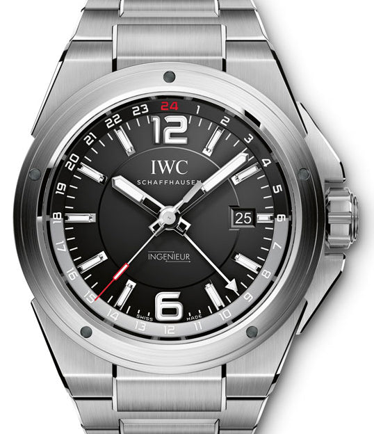 IWC Schaffhausen IW324402 Ingenieur Dual Time Black Arabic Index Stainless Steel 43mm Automatic