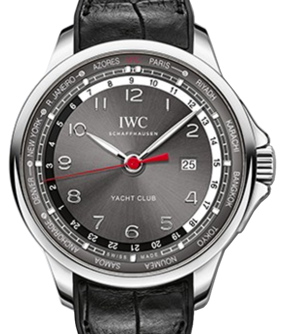 IWC Schaffhausen IW326602 Portugieser Yacht Club Worldtimer Slate Arabic Stainless Steel Black Leather Rubber 45.4mm Automatic