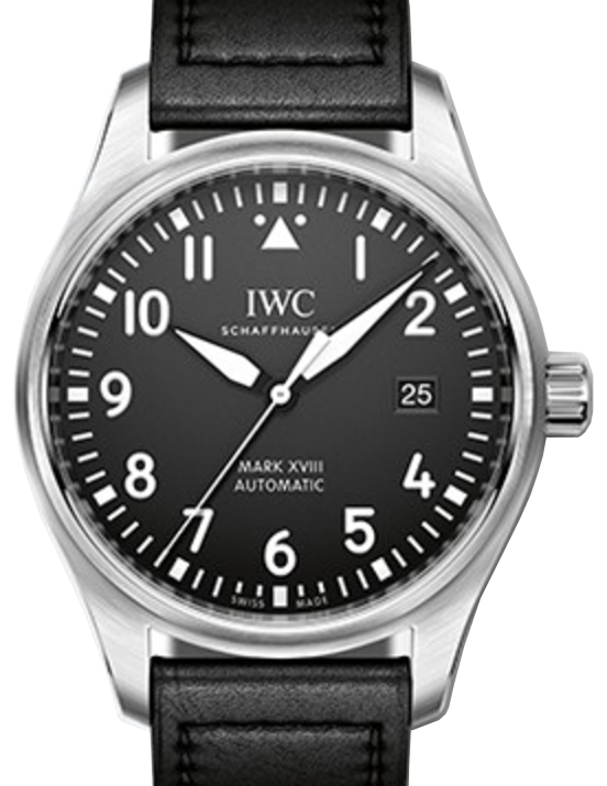 IWC Schaffhausen IW327001 Pilot's Watch Mark Xviii Black Arabic Stainless Steel Black Leather 40mm Automatic