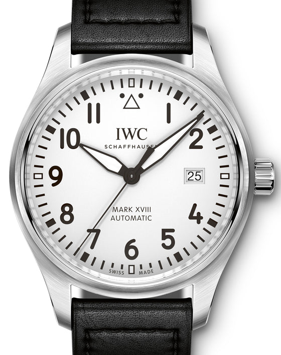 IWC Schaffhausen IW327002 Pilot's Watch Mark Xviii White Arabic Stainless Steel Black Leather 40mm Automatic