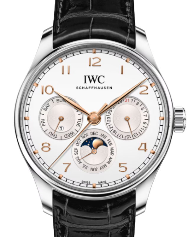 IWC Portugieser Perpetual Calendar Steel 42.2mm Silver-Plated Dial IW344203 - BRAND NEW