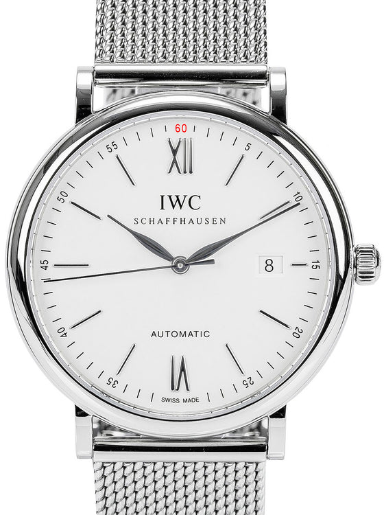 IWC Schaffhausen IW356505 Portofino Automatic Silver Plated Index Milanaise Mesh Stainless Steel 40mm Automatic