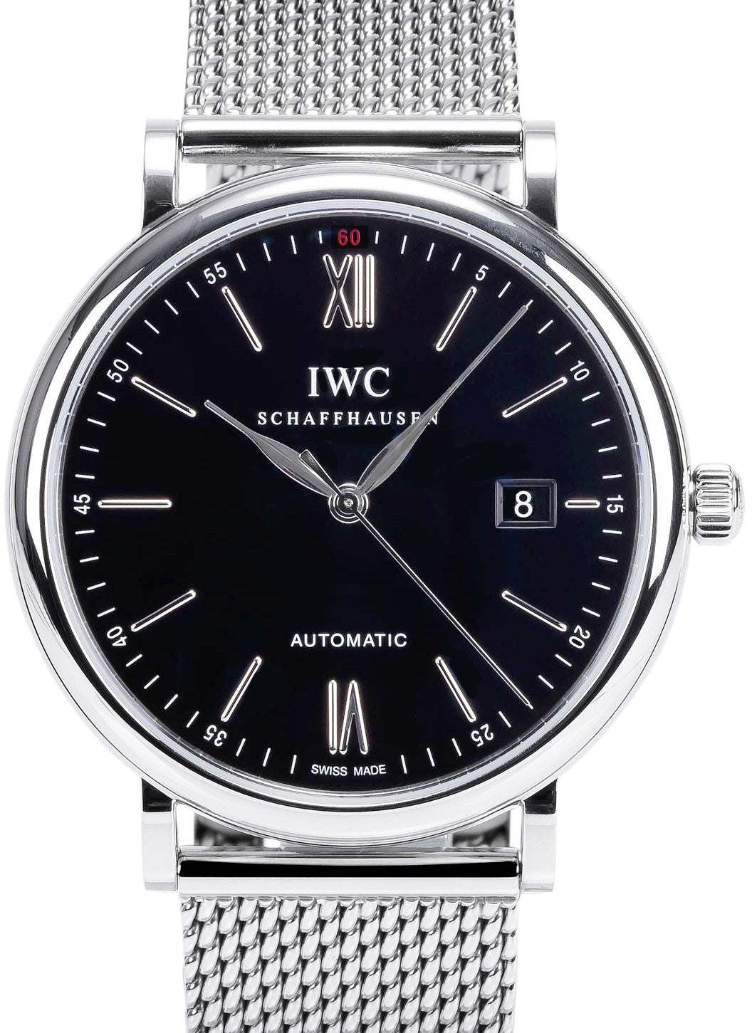 IWC Schaffhausen IW356506 Portofino Automatic Black Index Milanaise Mesh Stainless Steel 40mm Automatic