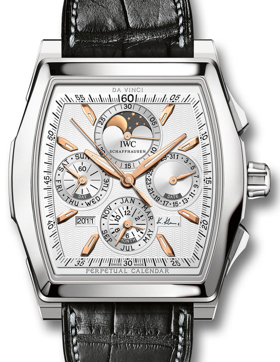 IWC Schaffhausen IW376207 Da Vinci Perpetual Calendar Edition Kurt Klaus Silver Plated Index Stainless Steel Black Leather 43.1 x 51 mm Automatic