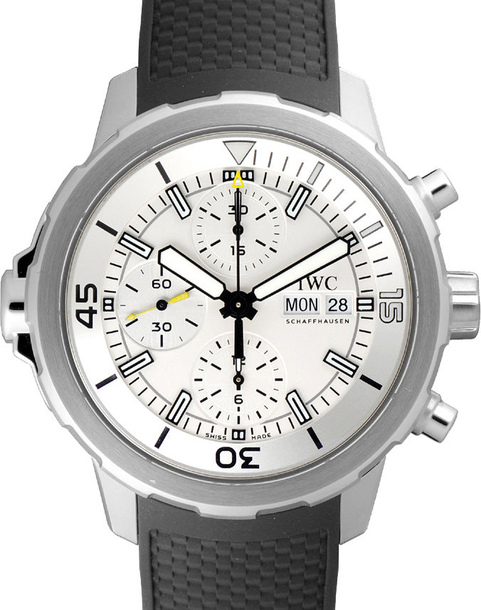 IWC Schaffhausen IW376801 Aquatimer Chronograph Silver Plated Index Stainless Steel Black Rubber Chronograph 44mm Automatic