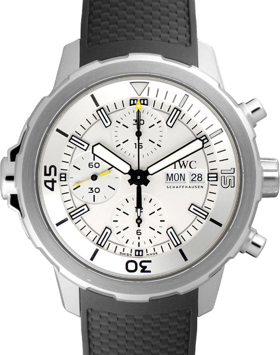 IWC Schaffhausen IW376801 Aquatimer Chronograph Silver Plated Index Stainless Steel Black Rubber Chronograph 44mm Automatic