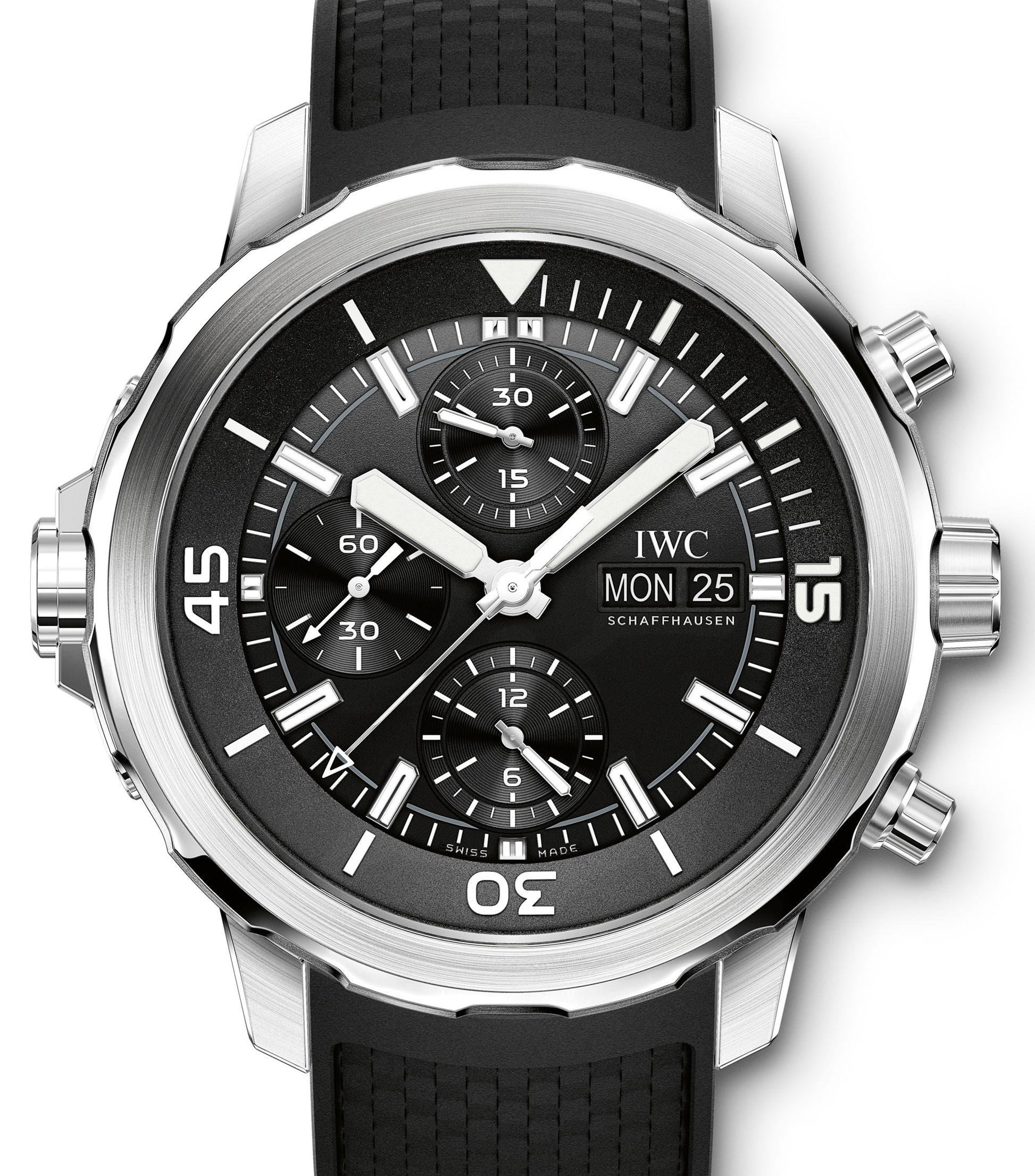 IWC Schaffhausen IW376803 Aquatimer Chronograph Black Index Stainless Steel Black Rubber Chronograph 44mm Automatic