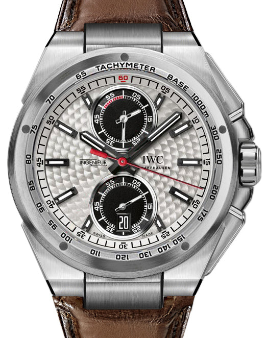 IWC Schaffhausen IW378505 Ingenieur Chronograph Silberpfeil Silver Plated Index Stainless Steel Black Rubber Leather Inlay 45mm Automatic