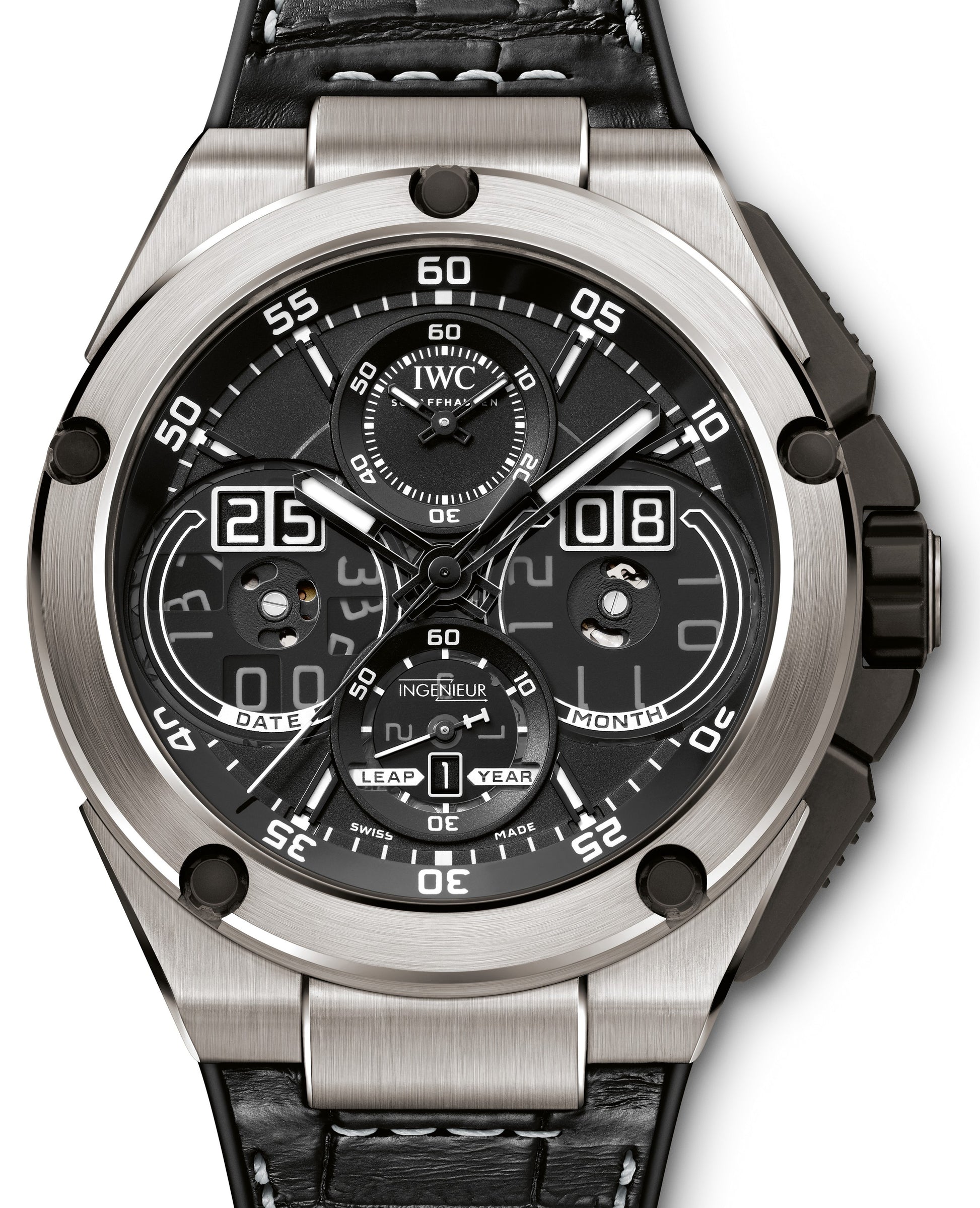 IWC Schaffhausen IW379201 Ingenieur Perpetual Calendar Digital Date-Month Black Arabic Titanium Leather 46mm Automatic