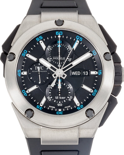 IWC Schaffhausen IW386503 Ingenieur Double Chronograph Titanium Black Index Titanium Black Rubber 45mm Automatic