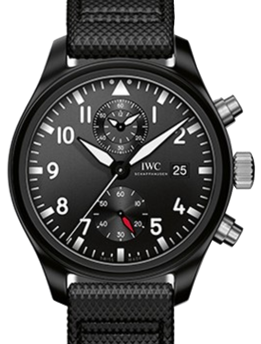 IWC Schaffhausen IW389001 Pilot's Watch Chronograph Top Gun Black Arabic Ceramic Black Leather 44mm Automatic