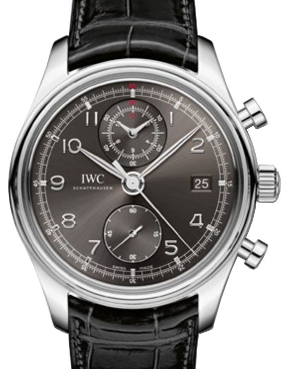 IWC Schaffhausen IW390404 Portugieser Chronograph Classic Ardoise Arabic Stainless Steel Black Leather 42mm Automatic