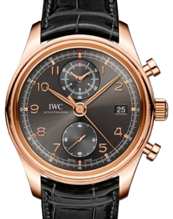 IWC Schaffhausen IW390405 Portugieser Chronograph Classic Ardoise Arabic Red Gold Black Leather 42mm Automatic