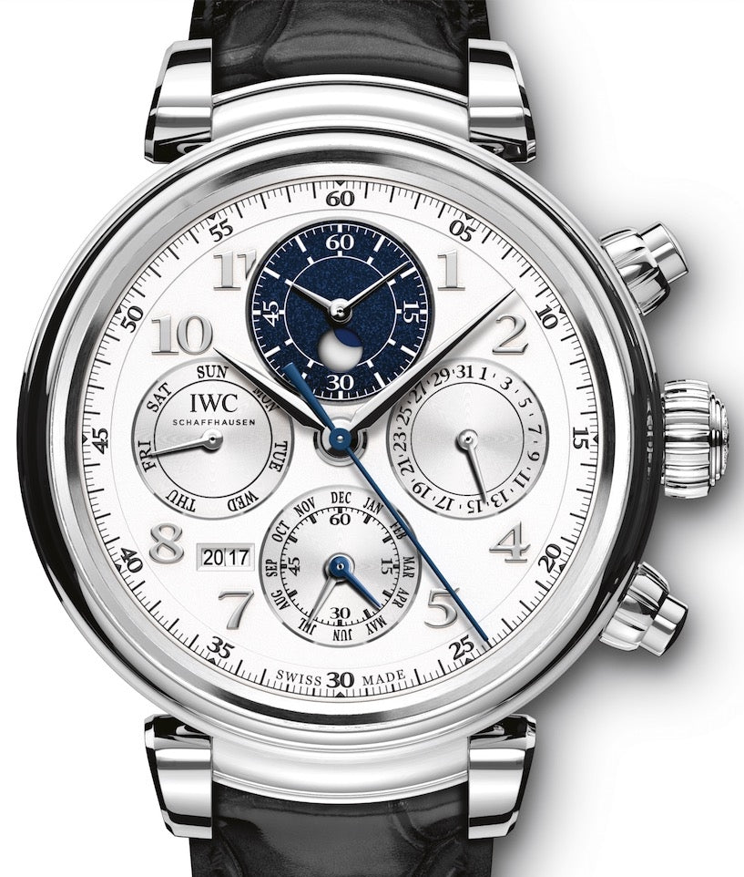 IWC Da Vinci Perpetual Calendar Chronograph IW392104 Silver Arabic Platinum Leather 43mm - BRAND NEW