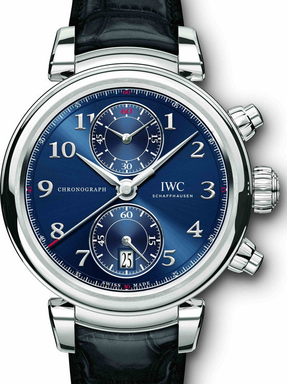 IWC Schaffhausen Da Vinci Chronograph Edition Laureus Sport for Good Foundation IW393402 Blue Arabic Stainless Steel Black Leather 42mm BRAND NEW