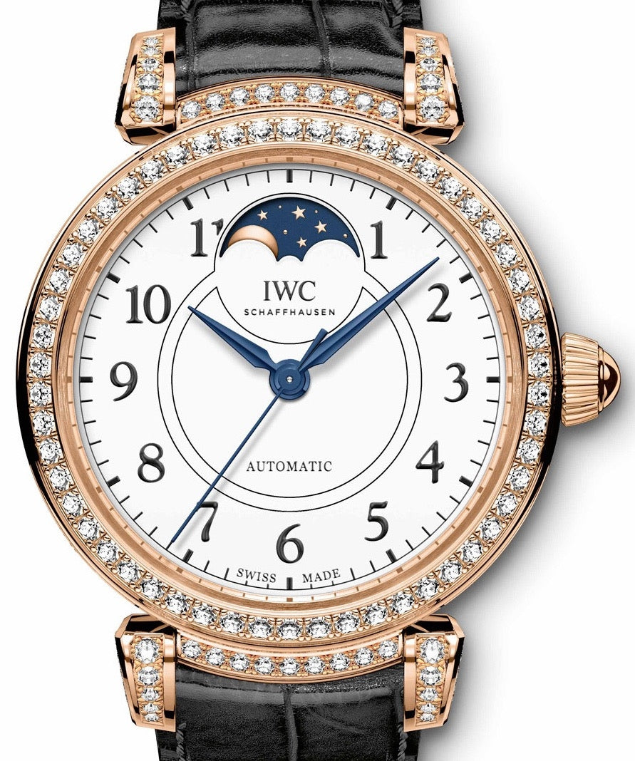 IWC Da Vinci Automatic Moon Phase 36 Edition ?150 Years? IW459304 White Arabic Diamond Set Red Gold Leather 36mm - BRAND NEW