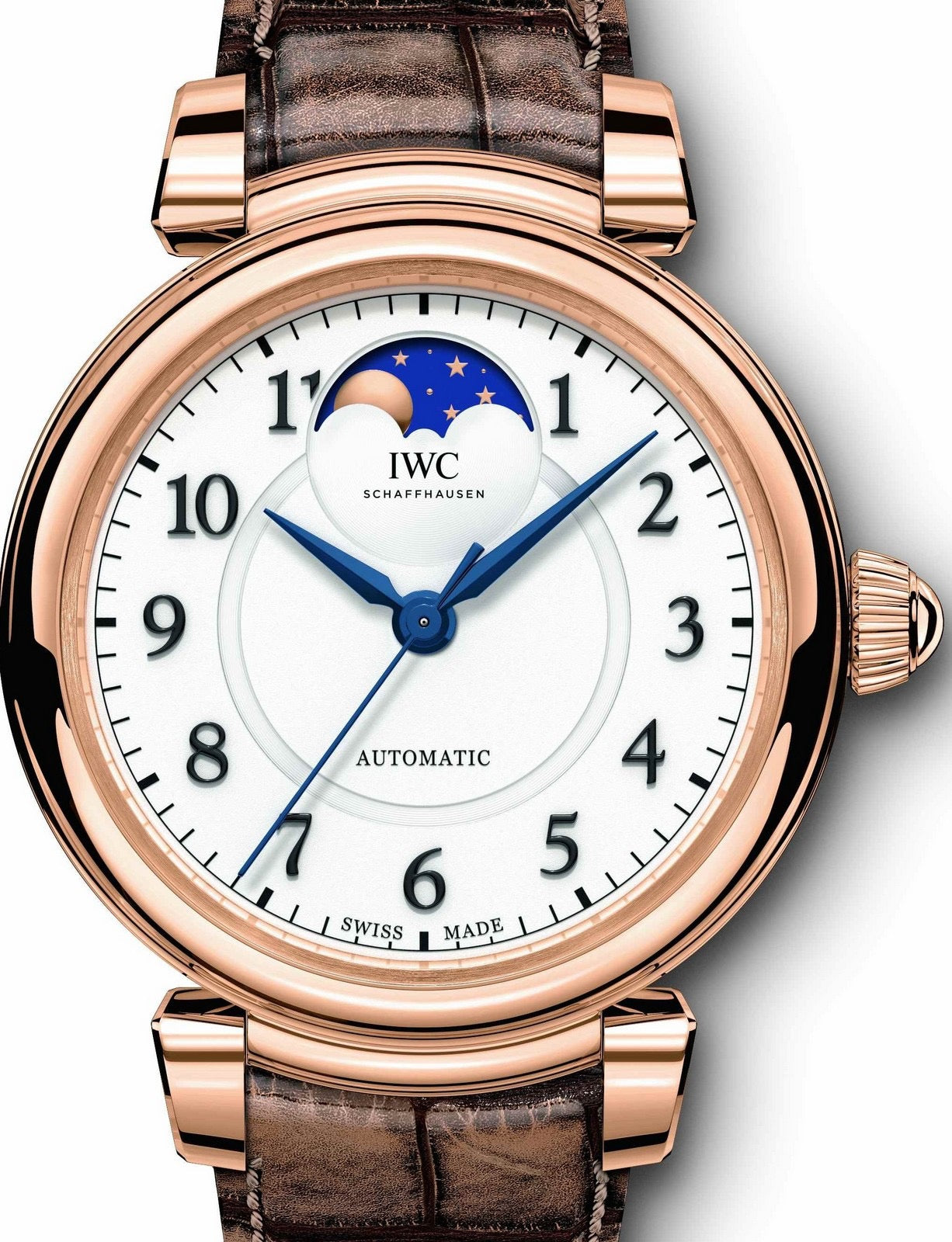 IWC Schaffhausen Da Vinci Automatic Moon Phase 36 IW459308 Silver Arabic Red Gold Bronze Leather 36mm BRAND NEW