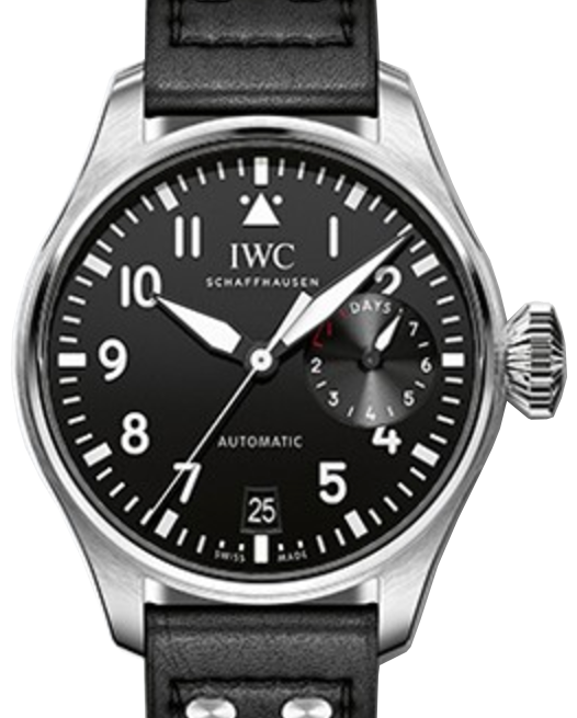 IWC Schaffhausen IW500912 Big Pilot's Watch Black Arabic Stainless Steel Black Leather 46mm Automatic