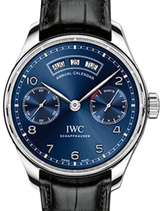 IWC Portugieser Annual Calendar Automatic Stainless Steel Midnight Blue Arabic Dial 44.2mm IW503502
