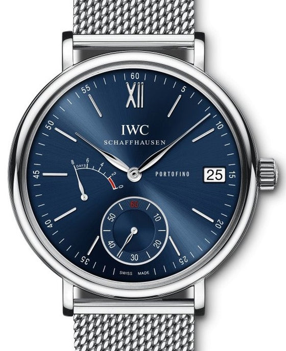 IWC Portofino Hand-Wound Eight Days IW510116 Blue Index Stainless Steel 45mm - BRAND NEW
