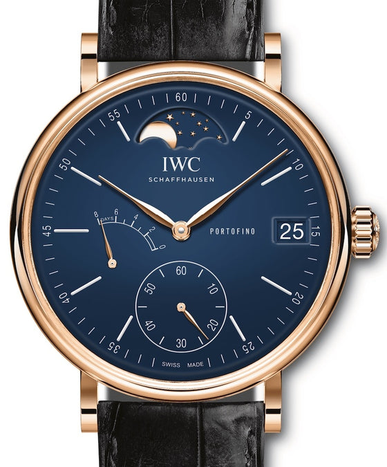 IWC Portofino Hand-Wound Moon Phase Edition "150 Years" IW516407 Blue Index Red Gold Leather 45mm - BRAND NEW