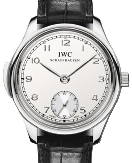 IWC Schaffhausen IW544906 Portugieser Minute Repeater Silver Plated Arabic Platinum Black Leather 44mm Manual