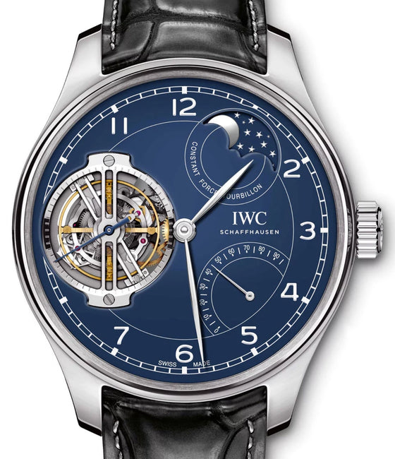 IWC Portugieser Constant-Force Tourbillon Edition "150 Years" IW590203 Blue Arabic Platinum Leather 46mm - BRAND NEW