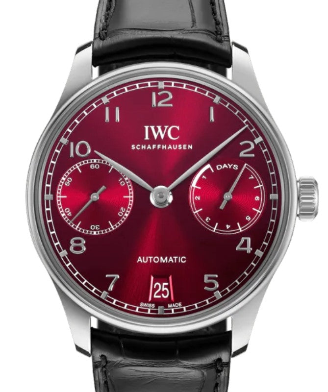 IWC Portugieser Automatic Stainless Steel 42.3mm Red Dial IW500714 - BRAND NEW