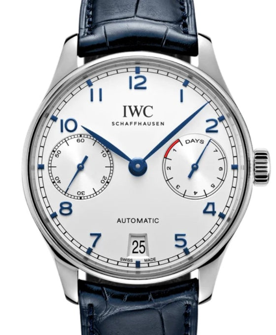 IWC Portugieser Automatic Stainless Steel 42.3mm Silver Dial Blue IW500705 - BRAND NEW