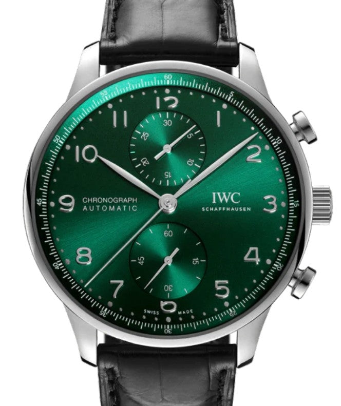 IWC Portugieser Chronograph Stainless Steel 41mm Green Dial IW371615 - BRAND NEW