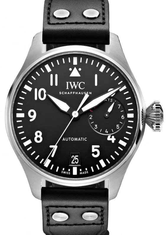 IWC Big Pilot's Watch Steel Black Dial Leather Strap IW501001