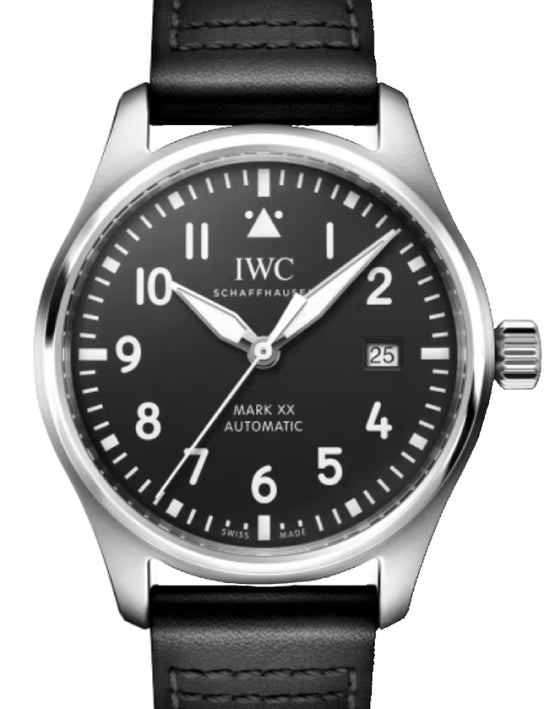 IWC Pilot's Watch Mark XX Stainless Steel 40mm Black Dial Leather Strap IW328201