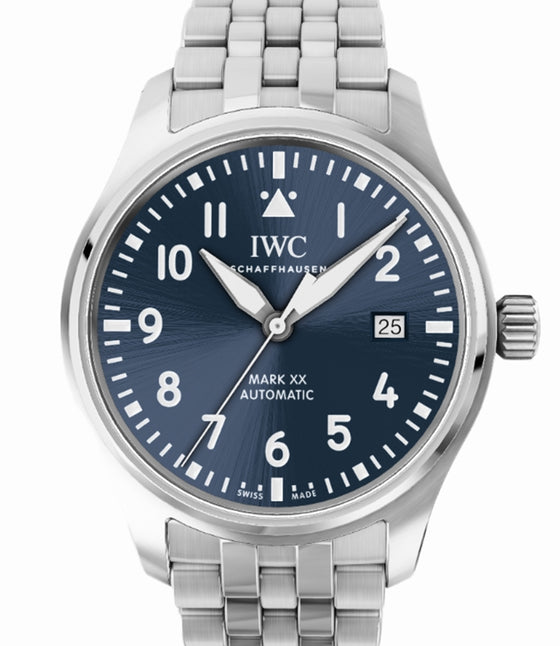 IWC Pilot's Watch Mark XX Steel 40mm Blue Dial Bracelet IW328204