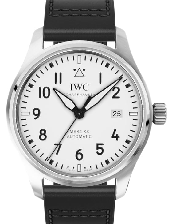 IWC Pilot's Watch Mark XX Steel 40mm Silver Dial Leather Strap IW328207
