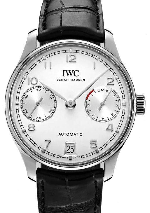 IWC Portugieser Automatic Stainless Steel Silver Dial & Steel Bezel Leather Strap IW500712 - BRAND NEW