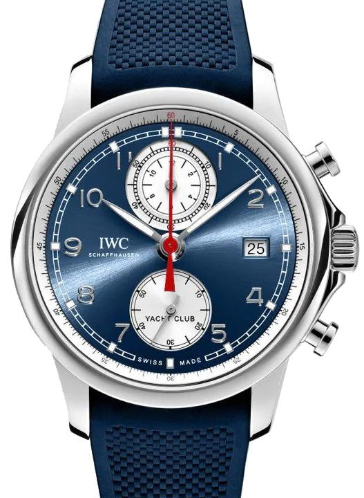 IWC Portugieser Yacht Club Chronograph Stainless Steel Blue Dial & Steel Bezel Rubber Strap IW390507 - BRAND NEW