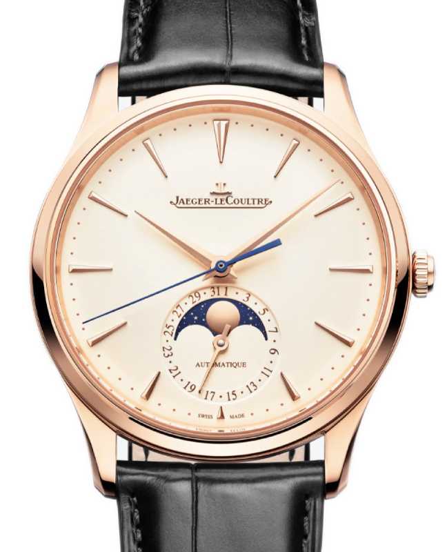 Jaeger-LeCoultre Master Ultra Thin Moon 39mm Pink Rose Gold Beige Dial Leather Strap Q1362511