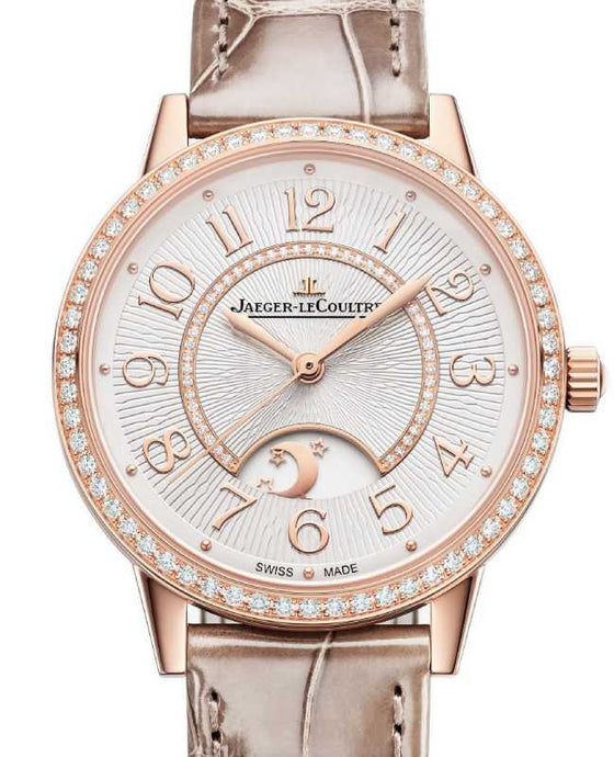 Jaeger-LeCoultre Rendez-Vous Classic Night & Day Automatic 34mm Pink Rose Gold Diamond Bezel Leather Strap Q3442441