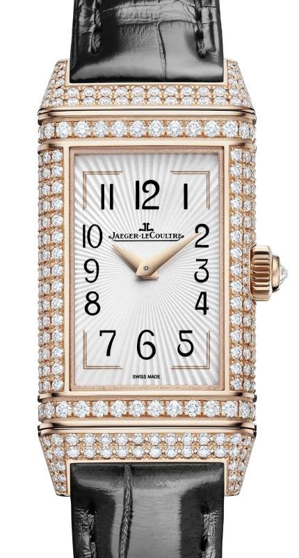 Jaeger-LeCoultre Reverso One Duetto Pink Rose Gold/Diamonds 40 x 20mm Silver & Black Dial Q336247J - BRAND NEW