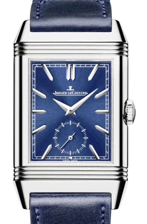 Jaeger-LeCoultre Reverso Tribute Duoface Stainless Steel Blue/Grey Dial Leather Strap 3988482 - BRAND NEW